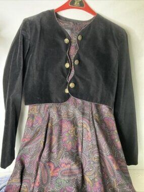 Susan Bristol Paisley Dress & Jacket Size 6 Vintage Velvet Holiday Party Classic